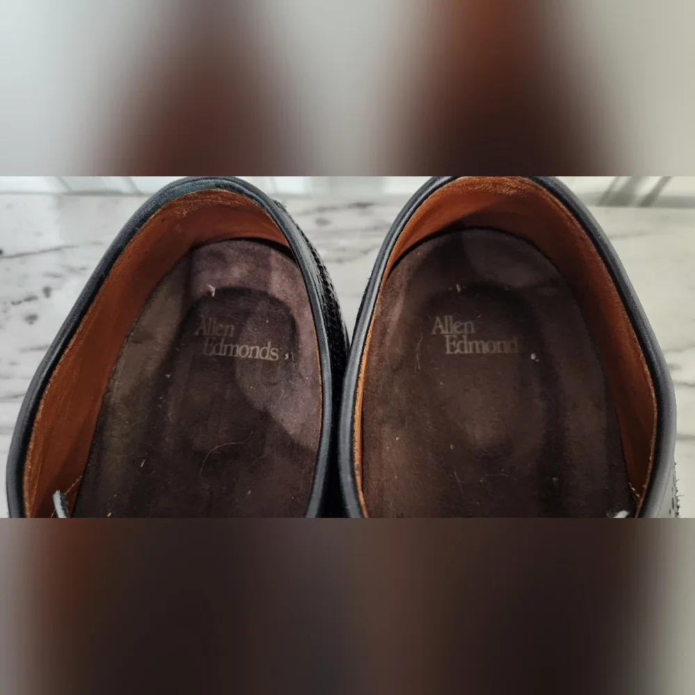 Allen Edmonds black wingtip oxford dress shoes men's size 10.5 D